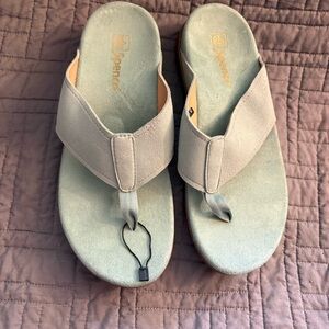 Spenco Women's Hampton Faux Suede Thong Slide Sandals Green Size 8.5W
